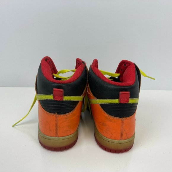 Nike Dunk High Shoes Black Bright Cactus Orange Blaze Red Mens Size 8 - Picture 4 of 8
